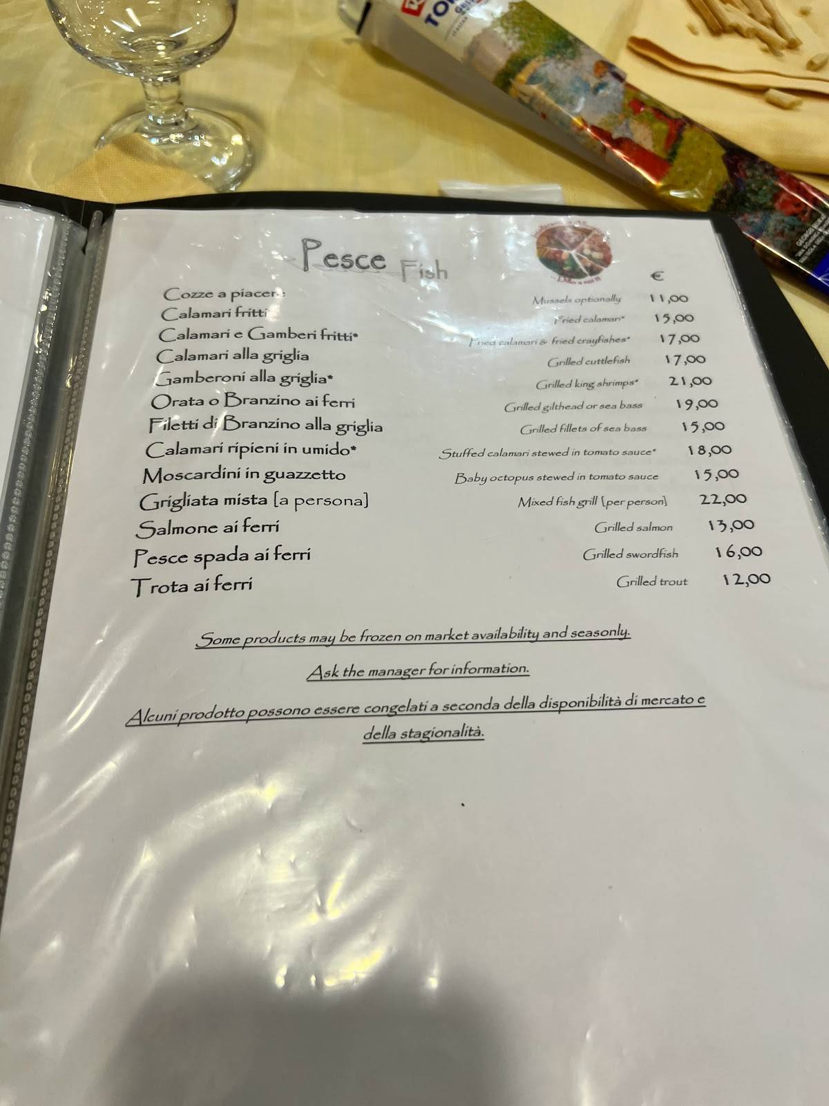 Menu di Ristorante Pizzeria Acquario 