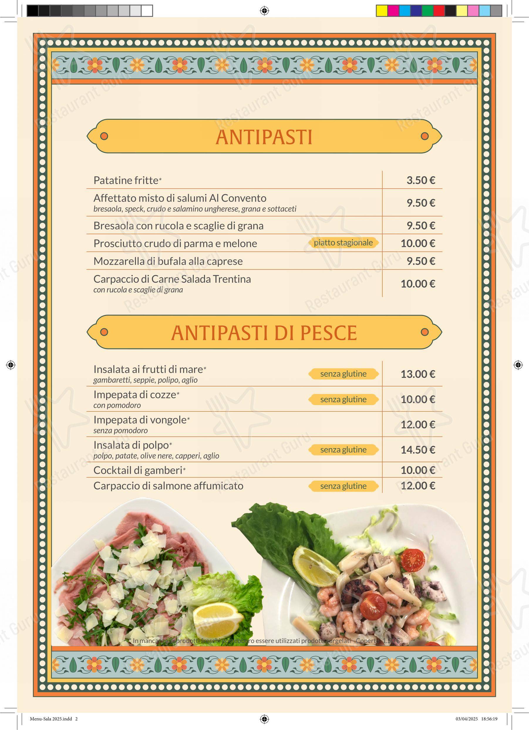 菜单 per Ristorante Pizzeria al Convento ristorante