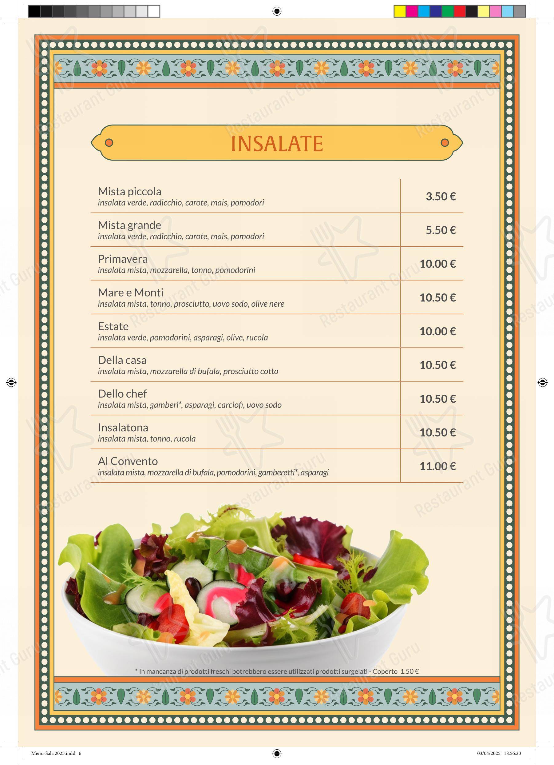 菜单 per Ristorante Pizzeria al Convento ristorante