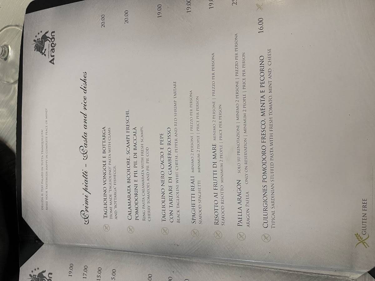 Menu di Ristorante Pizzeria Aragon 