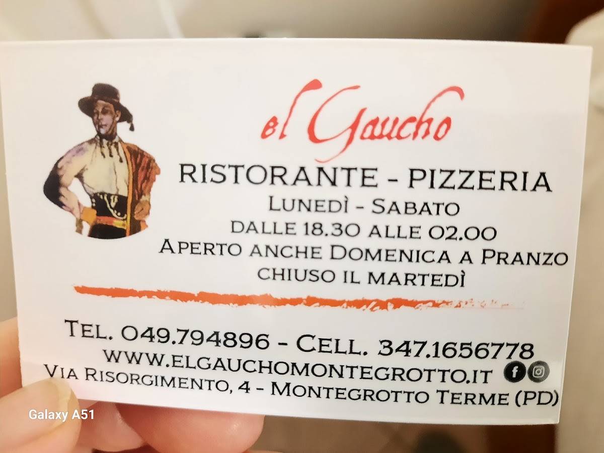 Menu di Ristorante Pizzeria El Gaucho 