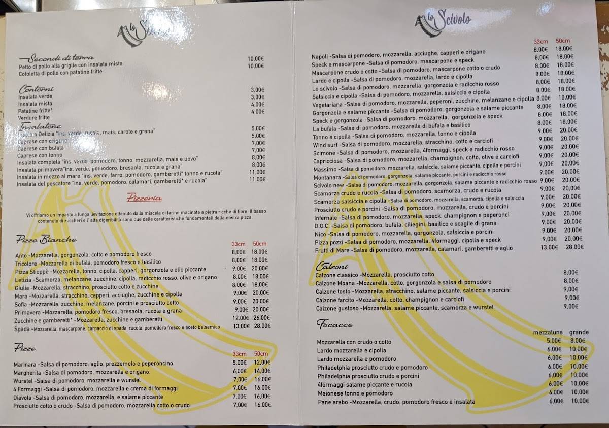 Menu da Ristorante Pizzeria Lo Scivolo, Pietrasanta