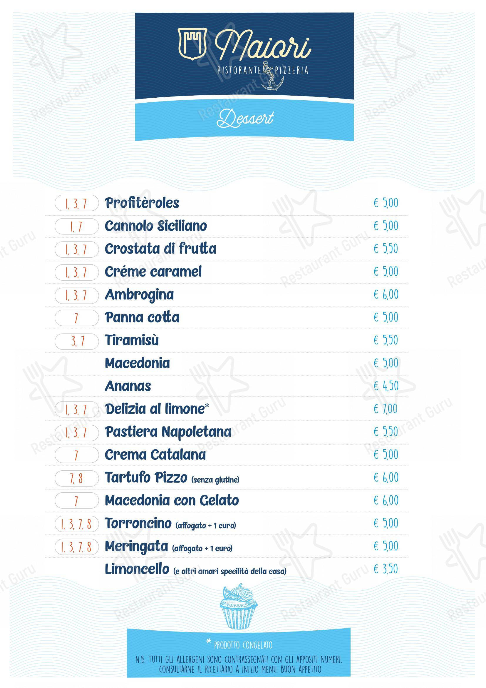 Menu per Ristorante Pizzeria Maiori ristorante