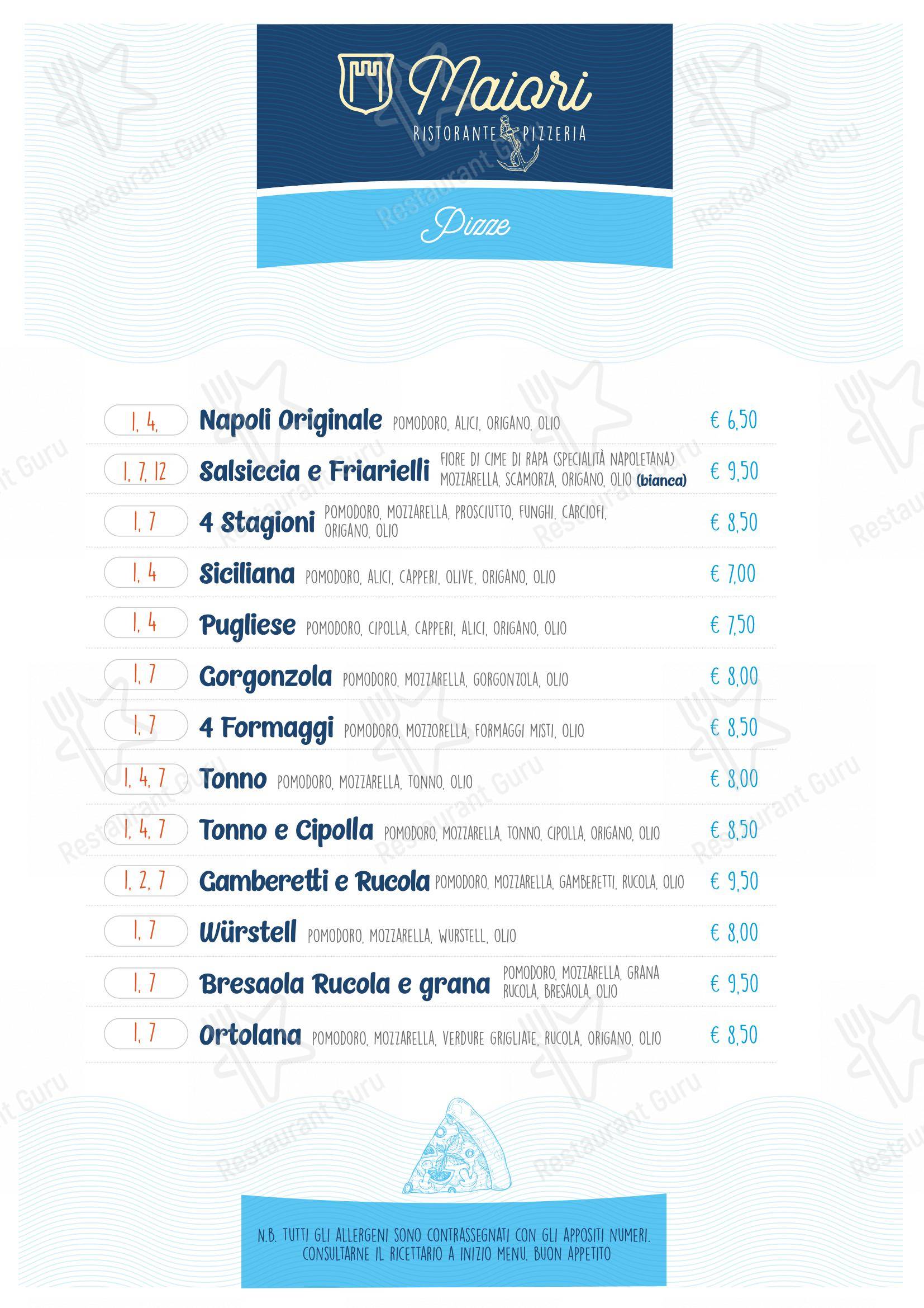 Menu per Ristorante Pizzeria Maiori ristorante