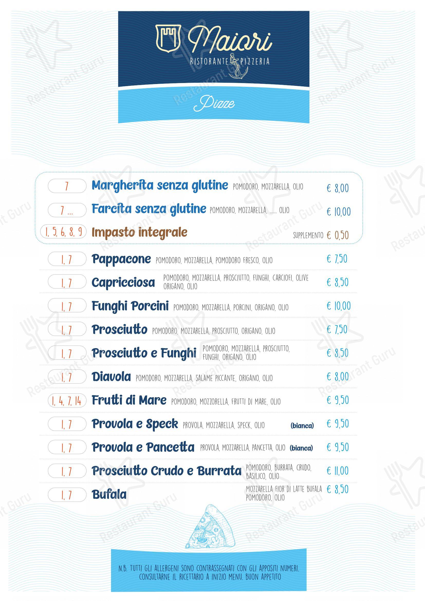Ristorante Pizzeria Maiori in Saronno - Menu