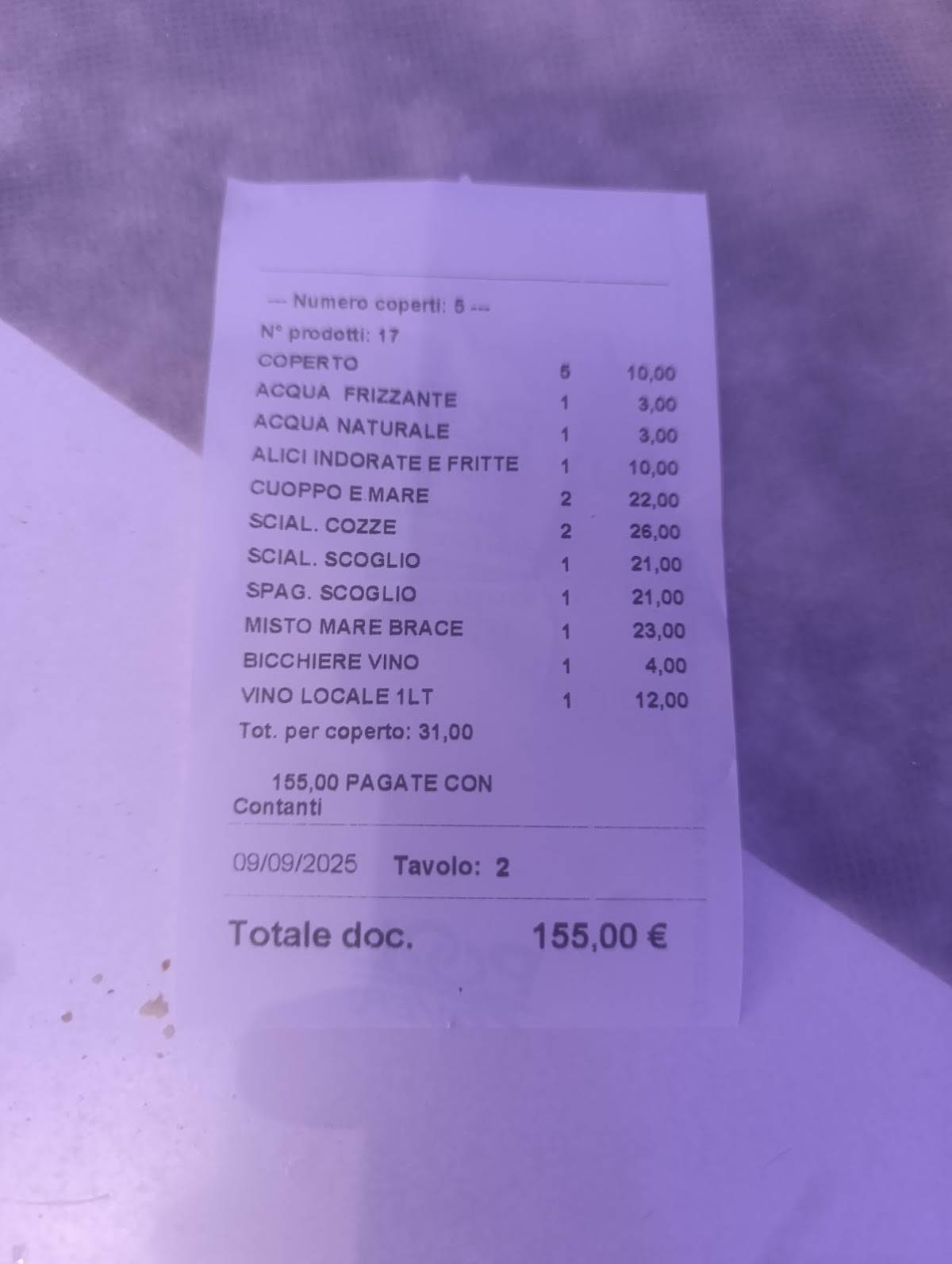 Menu di Ristorante Pizzeria Mare Chiaia 