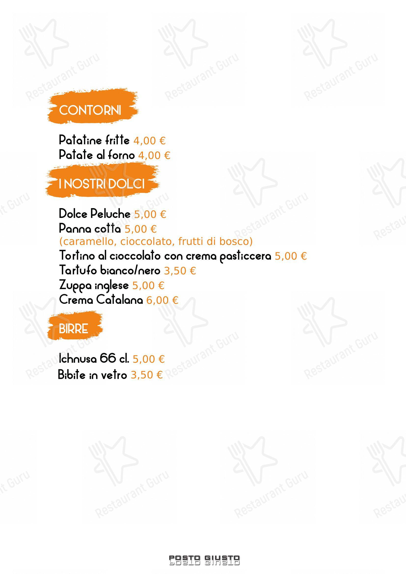 Pizzeria Posto Giusto in Castelnuovo Rangone - Menu bar