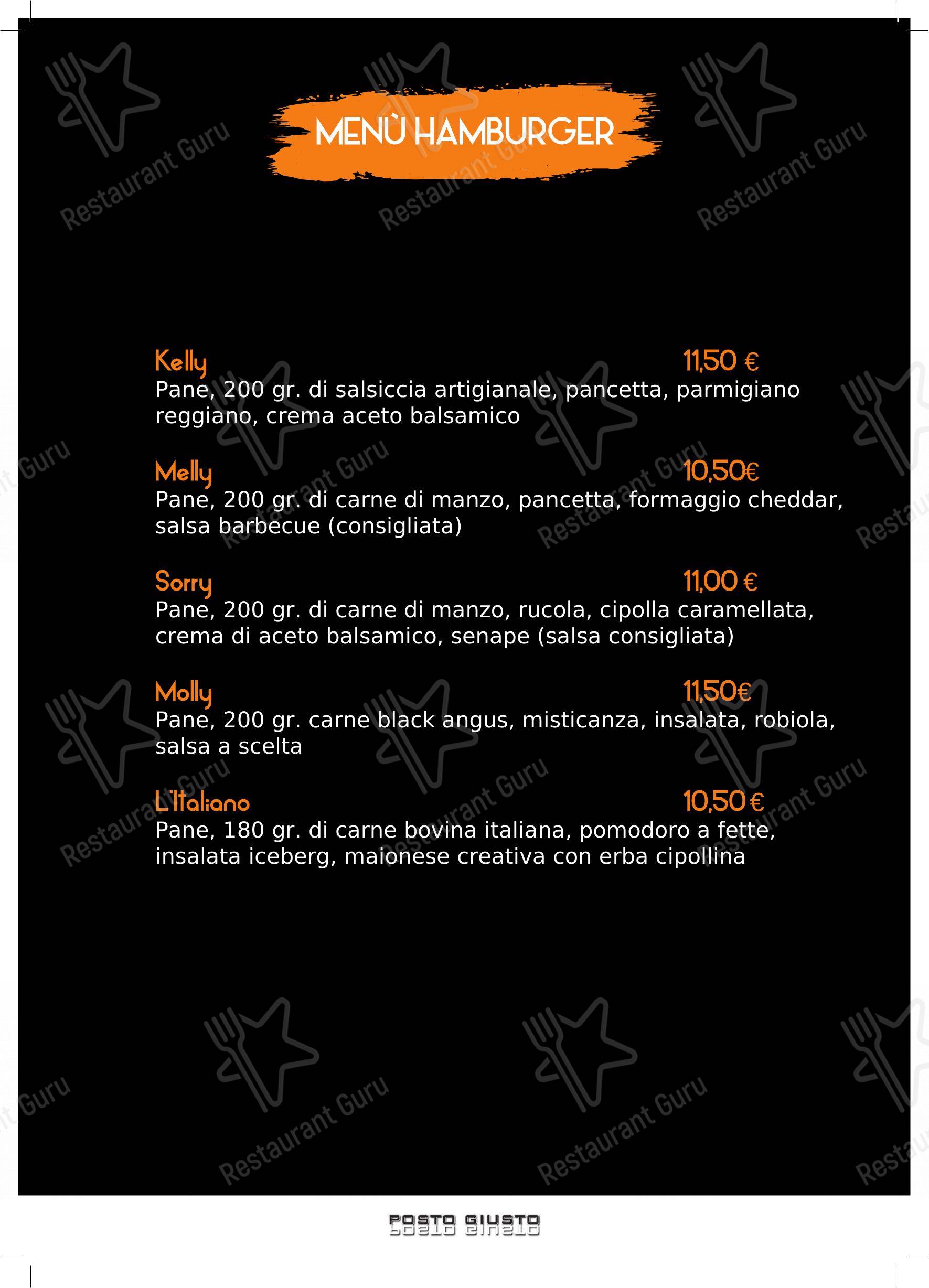 Pizzeria Posto Giusto in Castelnuovo Rangone - Menu
