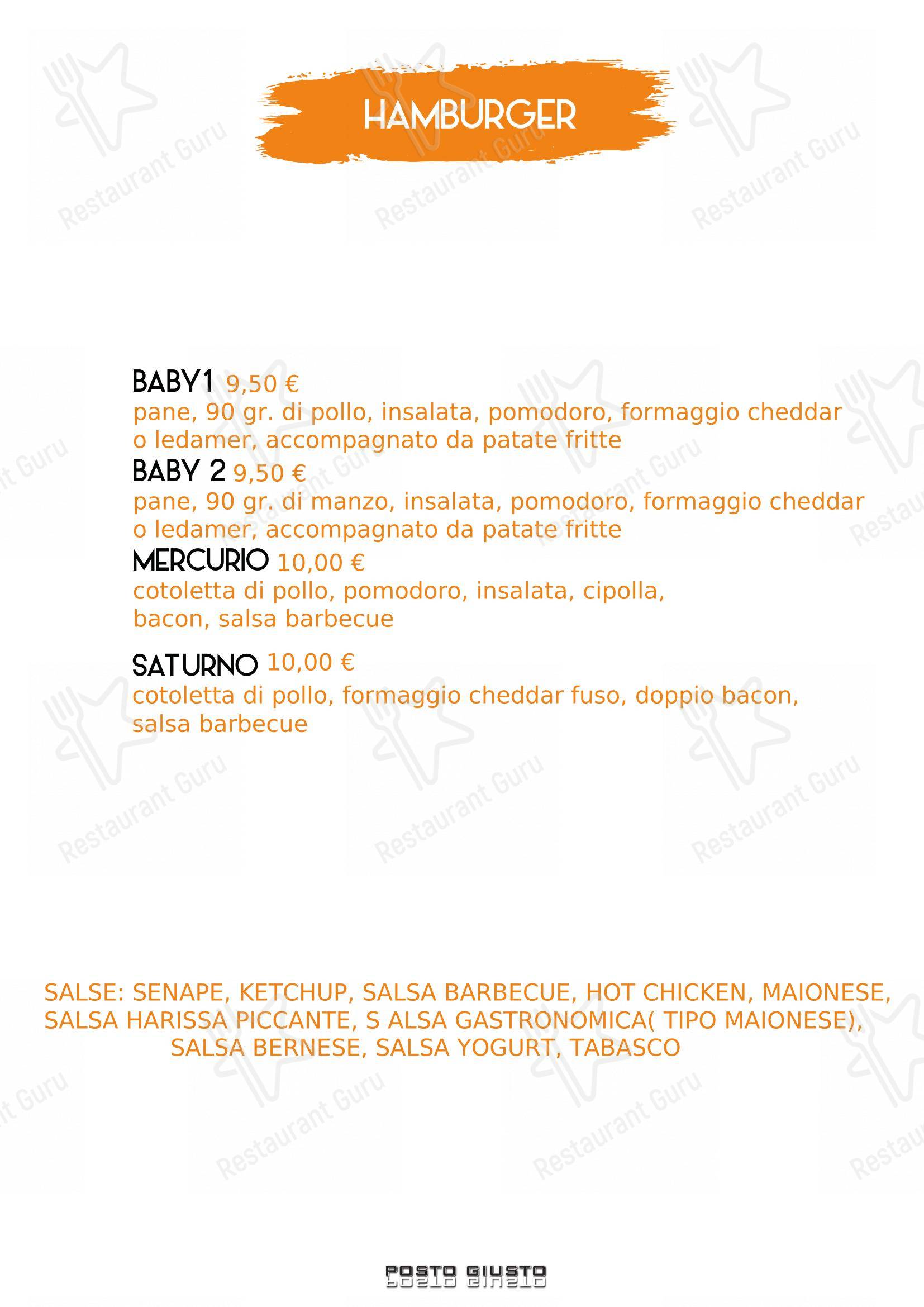 Pizzeria Posto Giusto in Castelnuovo Rangone - Menu bar