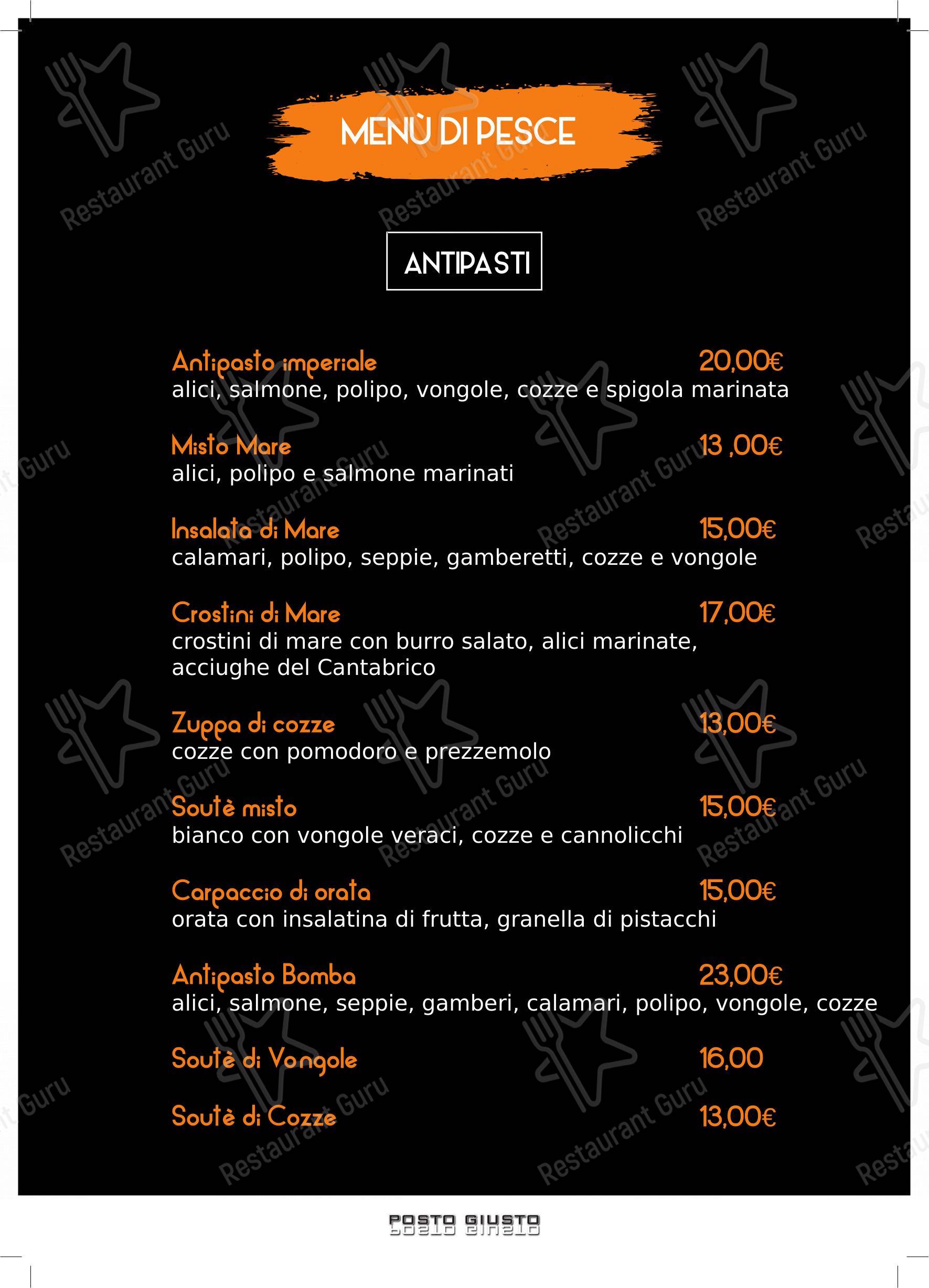 Menu per Pizzeria Posto Giusto in Castelnuovo Rangone