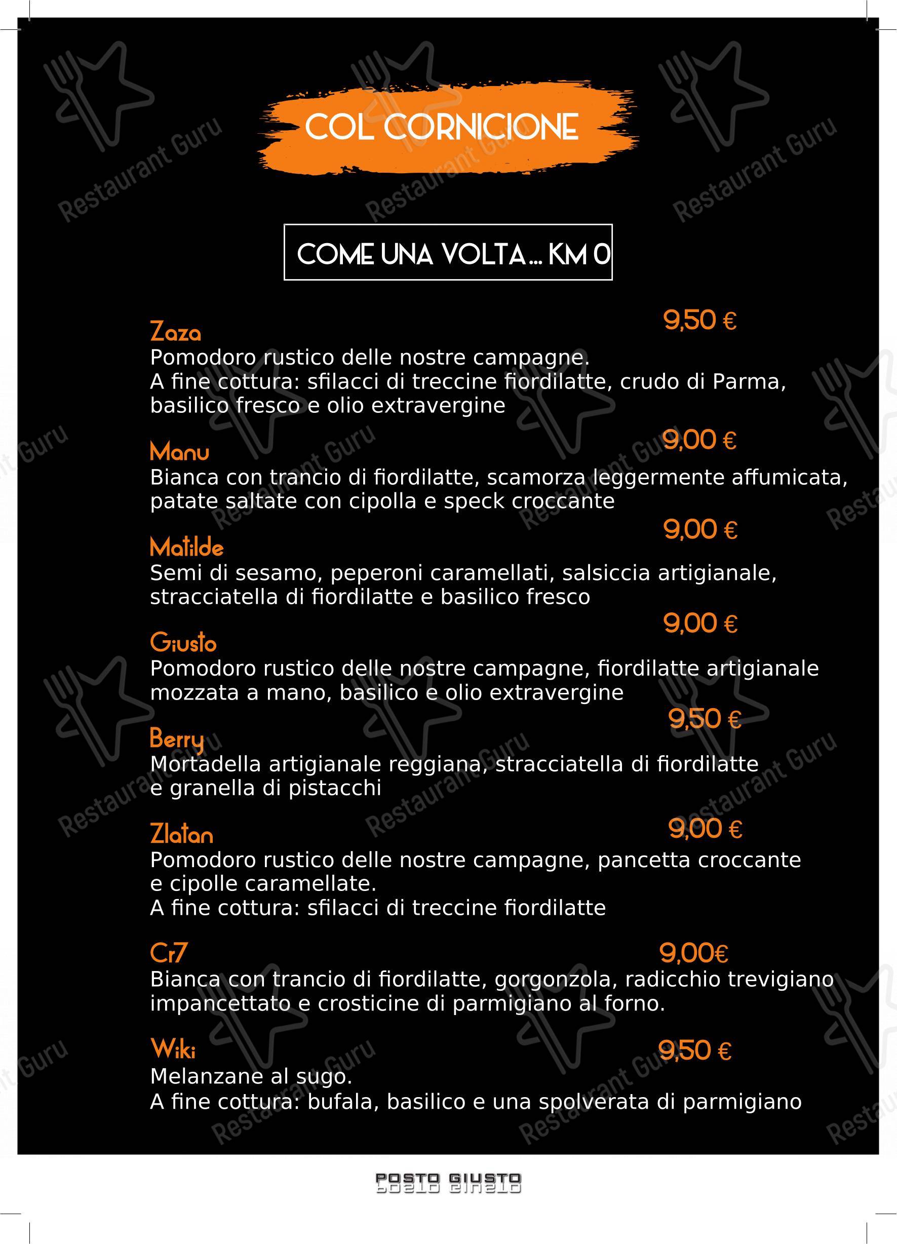 Menu per Pizzeria Posto Giusto in Castelnuovo Rangone