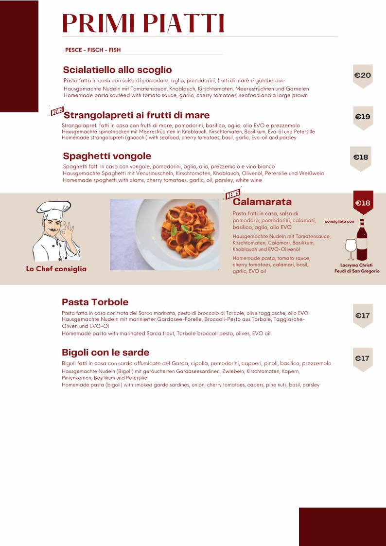 Menu di Ristorante Pizzeria Villa Cian 