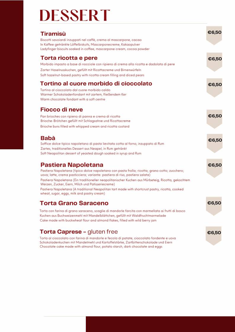 Menu di Ristorante Pizzeria Villa Cian 