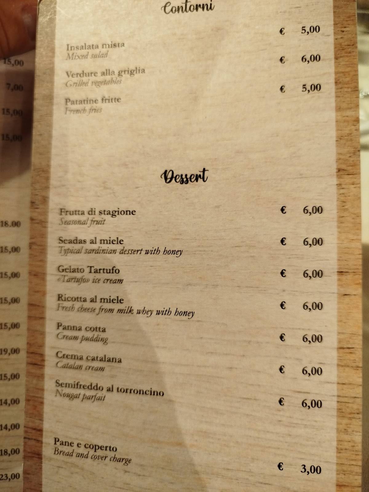 Menu di Ristorante Sa Runda Olbia 
