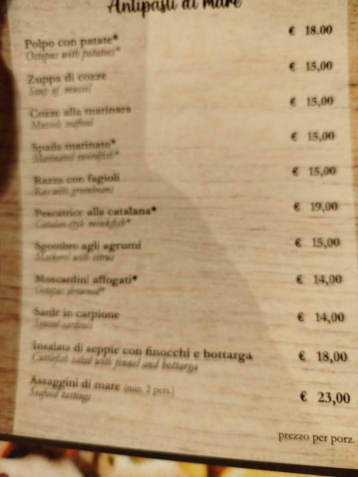 Menu di Ristorante Sa Runda Olbia 