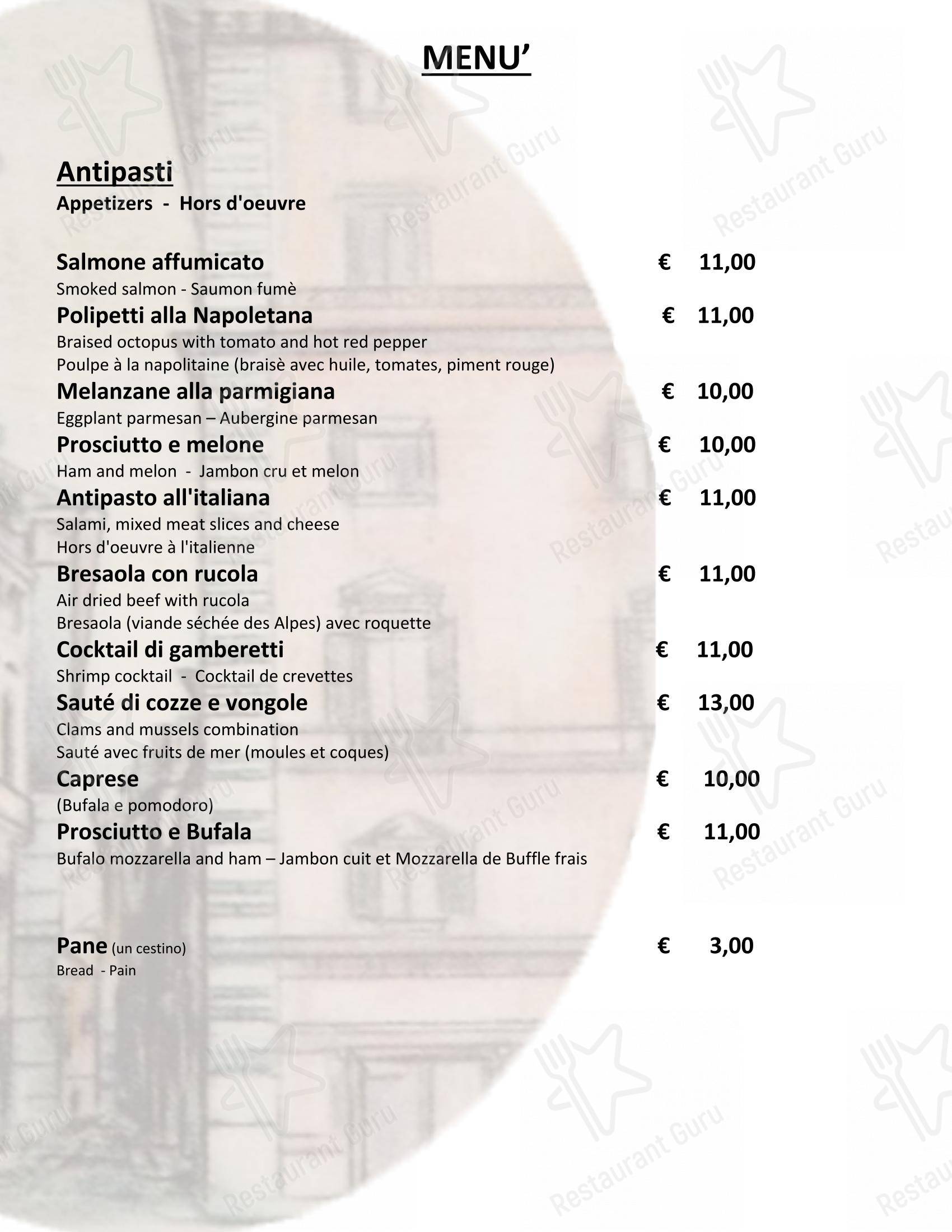 Menu per Ristorante Sant'Anna in Roma