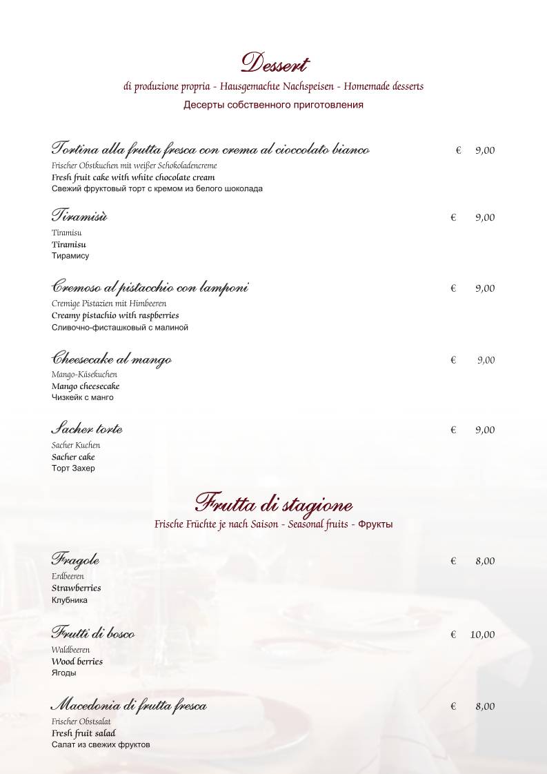 Menu di Ristorante Caffè Vittorio Emanuele 