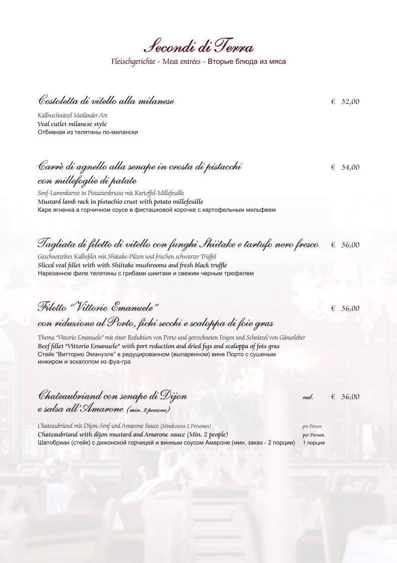 Menu di Ristorante Caffè Vittorio Emanuele 
