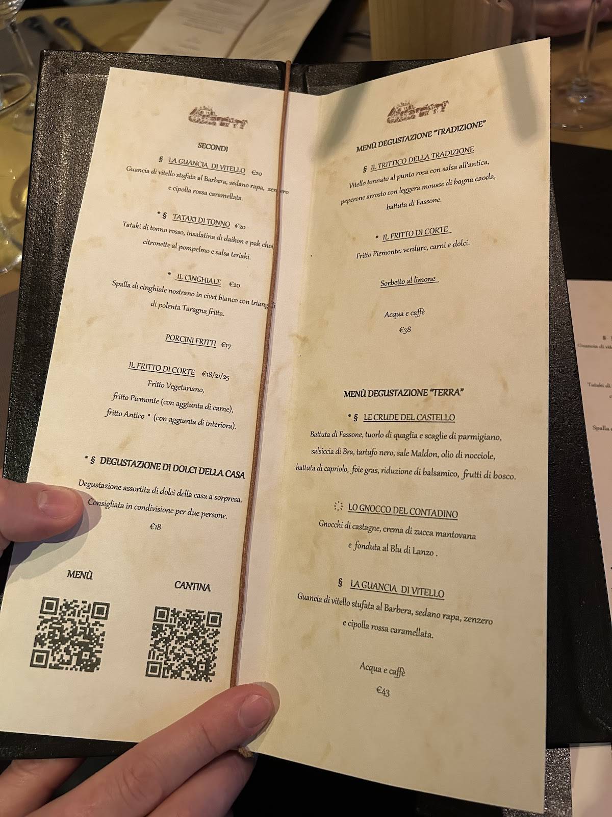 Menu di Ristorante del Castello dal 1882 