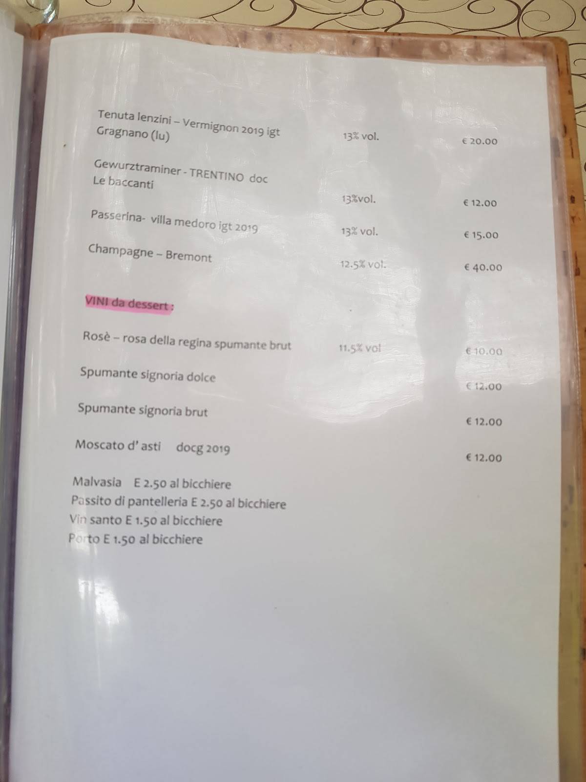 Menu di Ristorante il Mulino Vecchio 