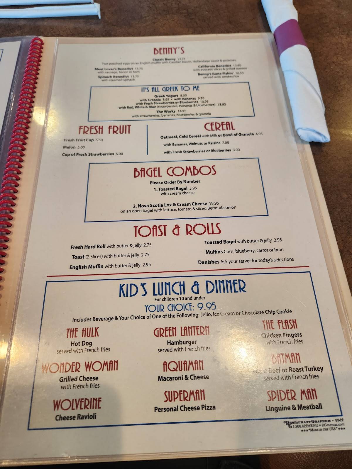 Menu at River Edge Diner restaurant, River Edge