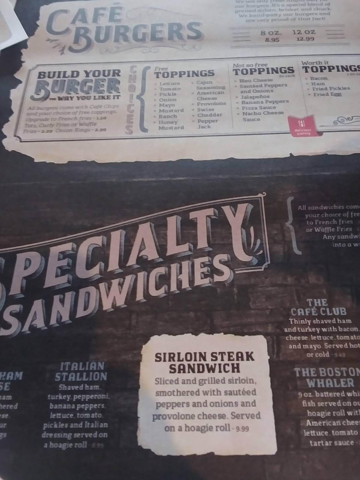 Menu at River's Edge Cafe, Saint Albans