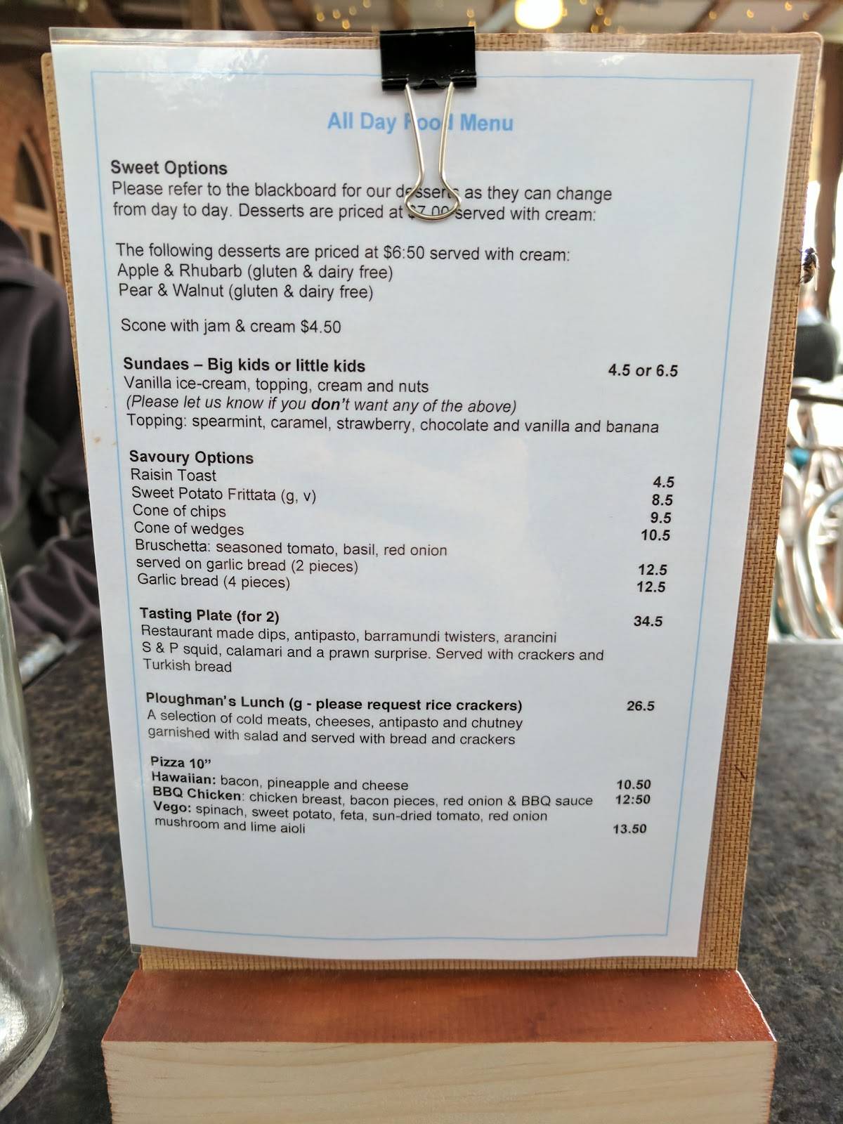 Menu at Riverside at Woodbridge cafe, Woodbridge