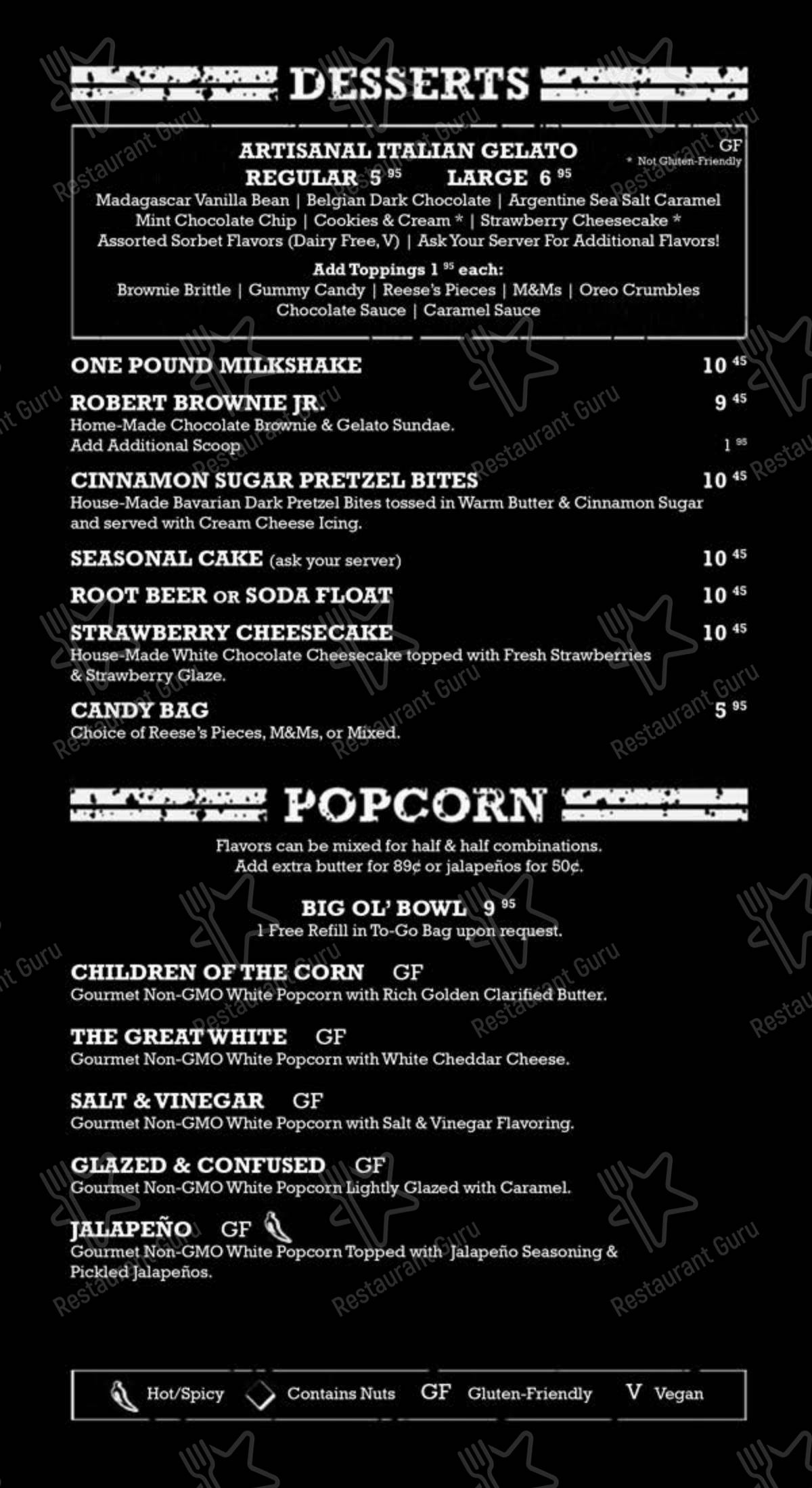 Menu at RoadHouse Cinemas pub & bar, Tucson