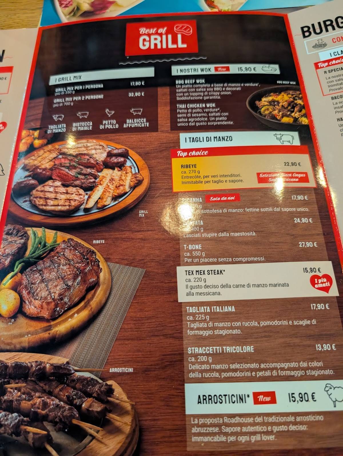 Menu di Roadhouse Restaurant Aosta 