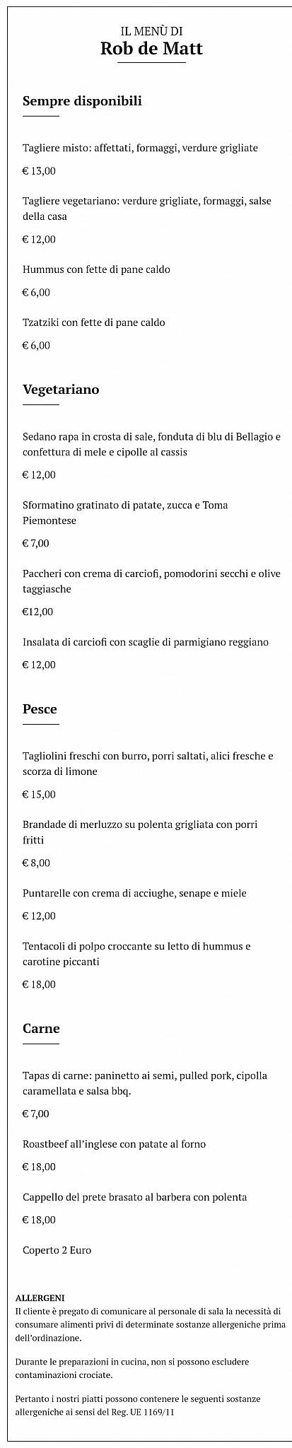 Menu di Rob de Matt 