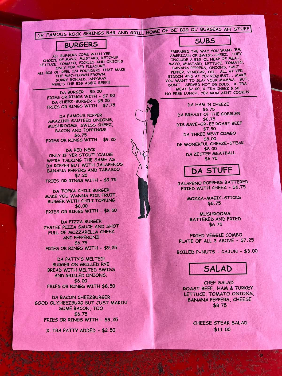Menu at Rock Springs Bar & Grill, Apopka