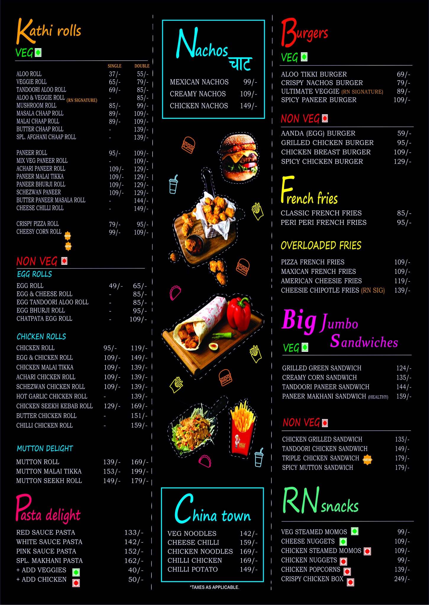 Rolls Nation Agra menu