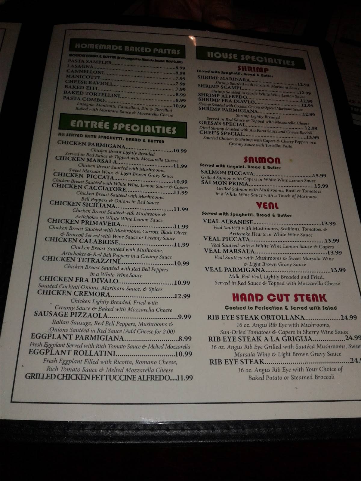 Menu at Roma Italian Restaurant, Bellevue