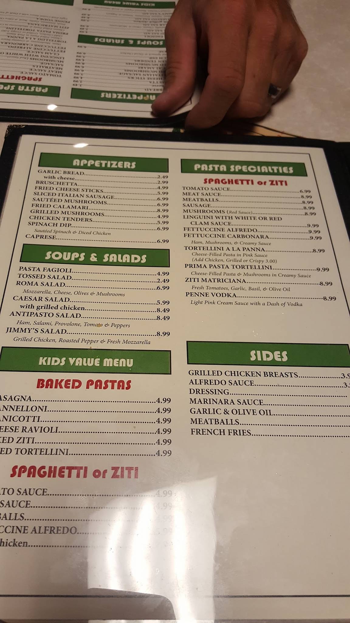 Menu at Roma Italian Restaurant, Bellevue