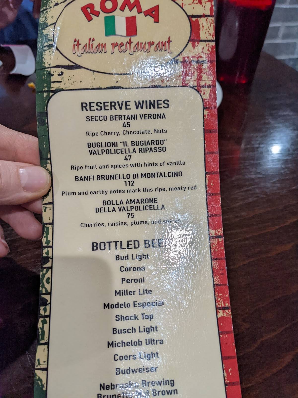 Menu at Roma Italian Restaurant, Bellevue