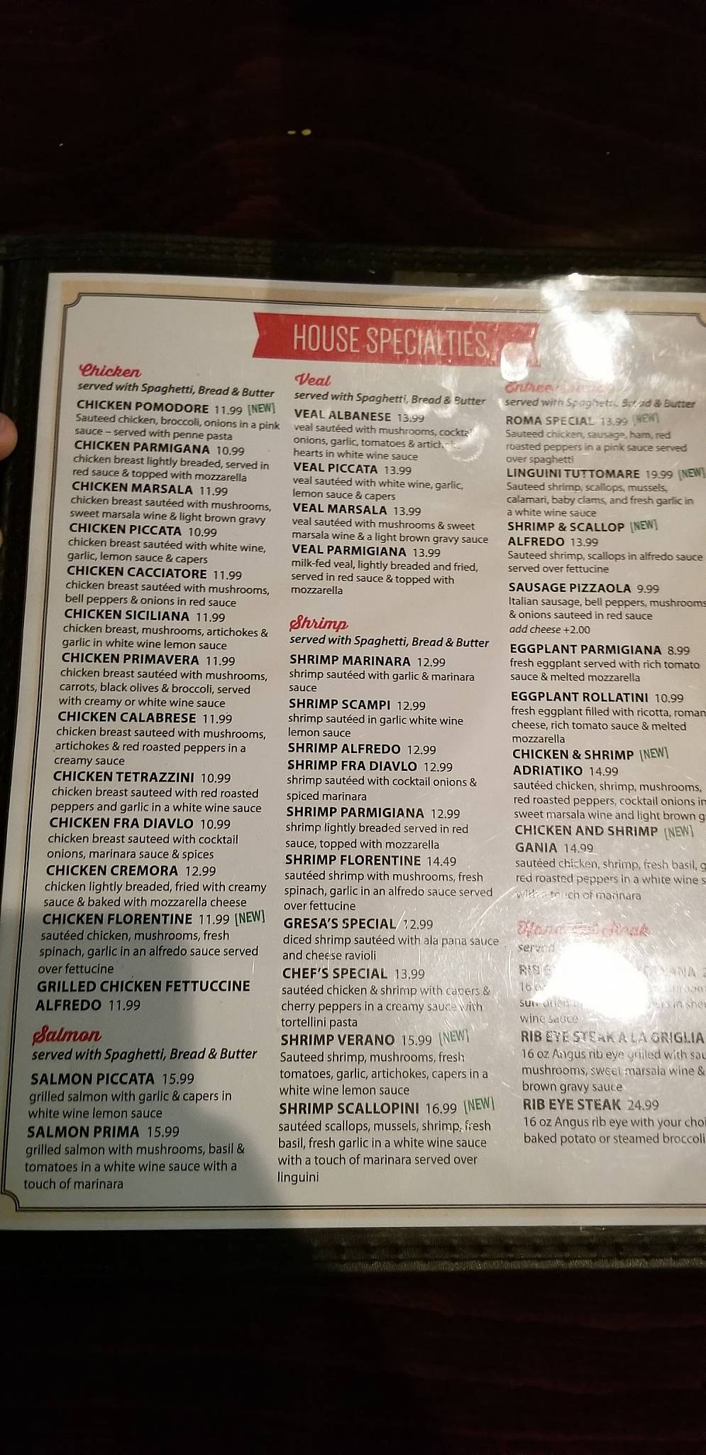 Menu at Roma Italian Restaurant, Bellevue