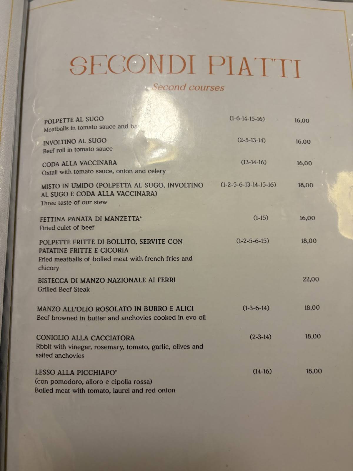 Menu di Velavevodetto ai Quiriti - Prati 