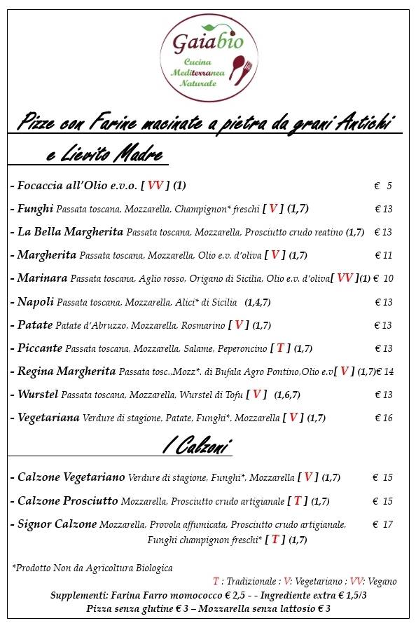Menu di Gaia.Bio 