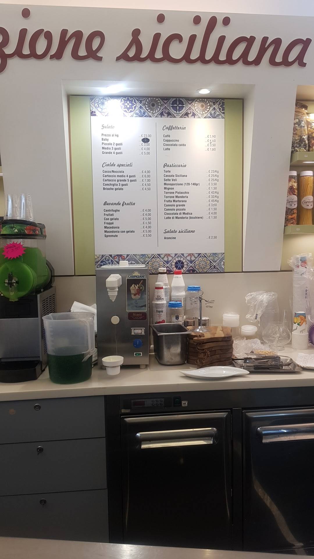 Menu de Gelato Sicili