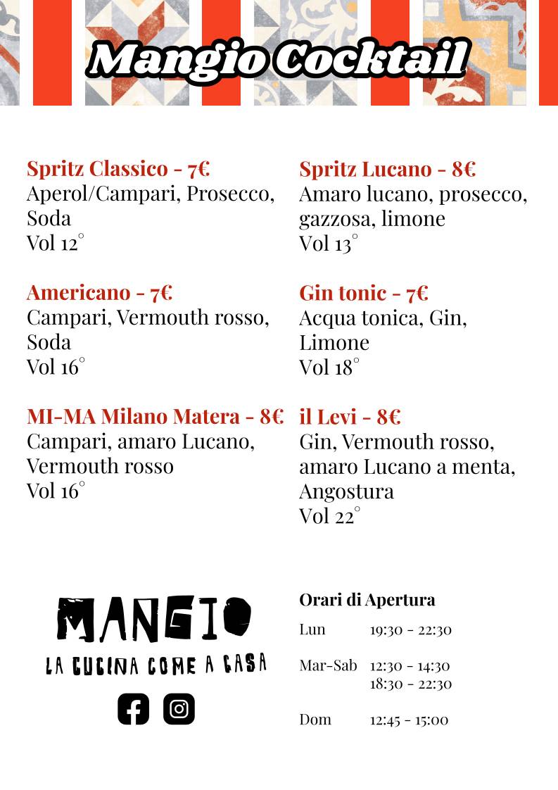 Menu di MANGIO la cucina come a casa 