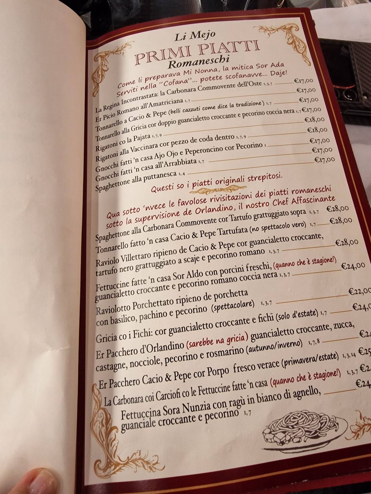 Menu di Ristorante La Villetta dal 1940 