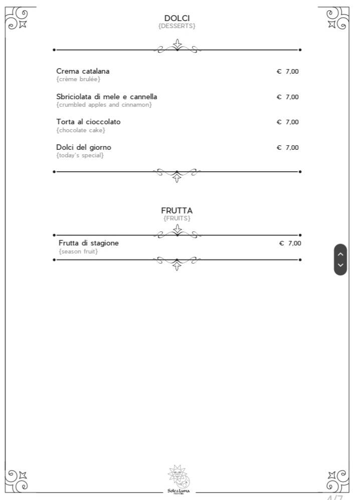 Menu di Sole & Luna 