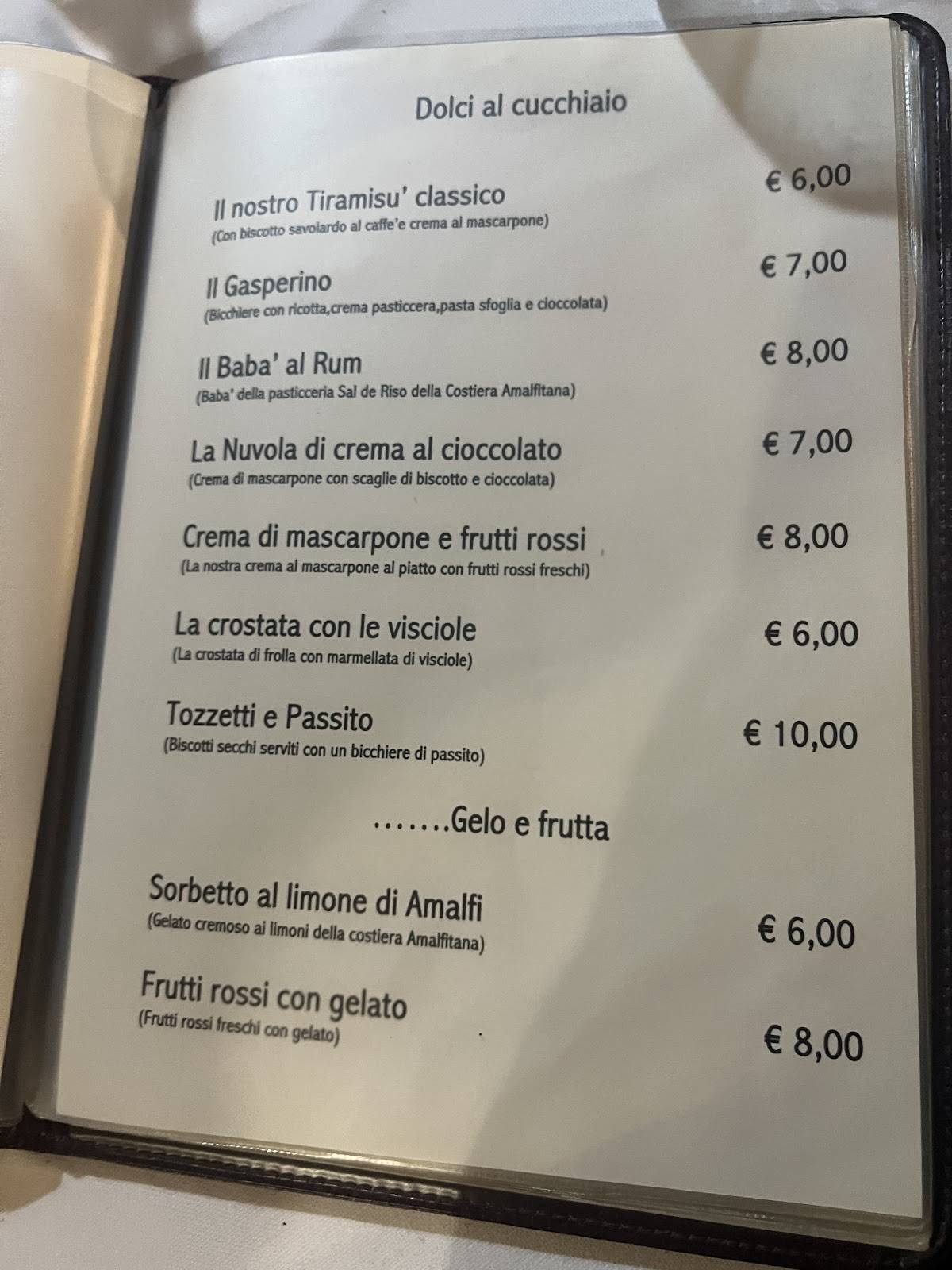 Menu di Trattoria Da Danilo 