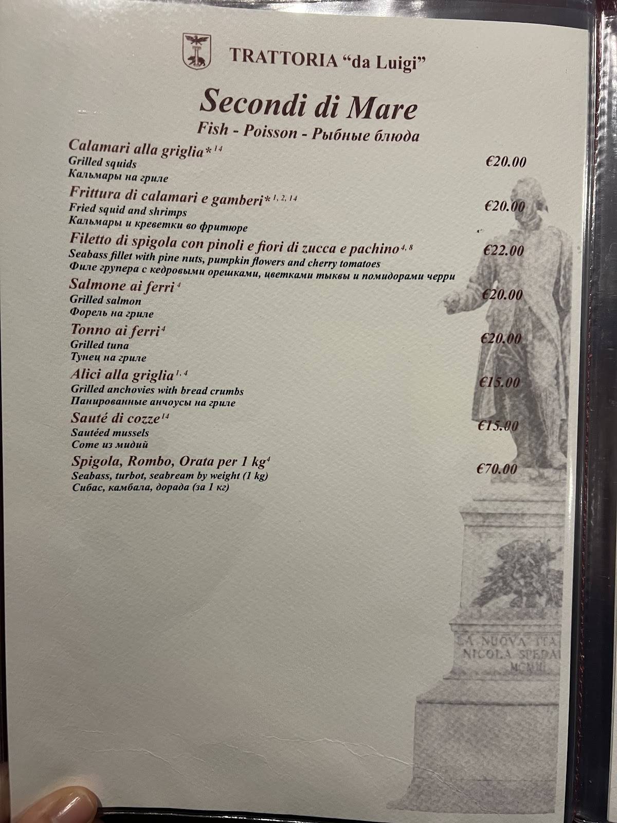 Menu di Trattoria Da Luigi 