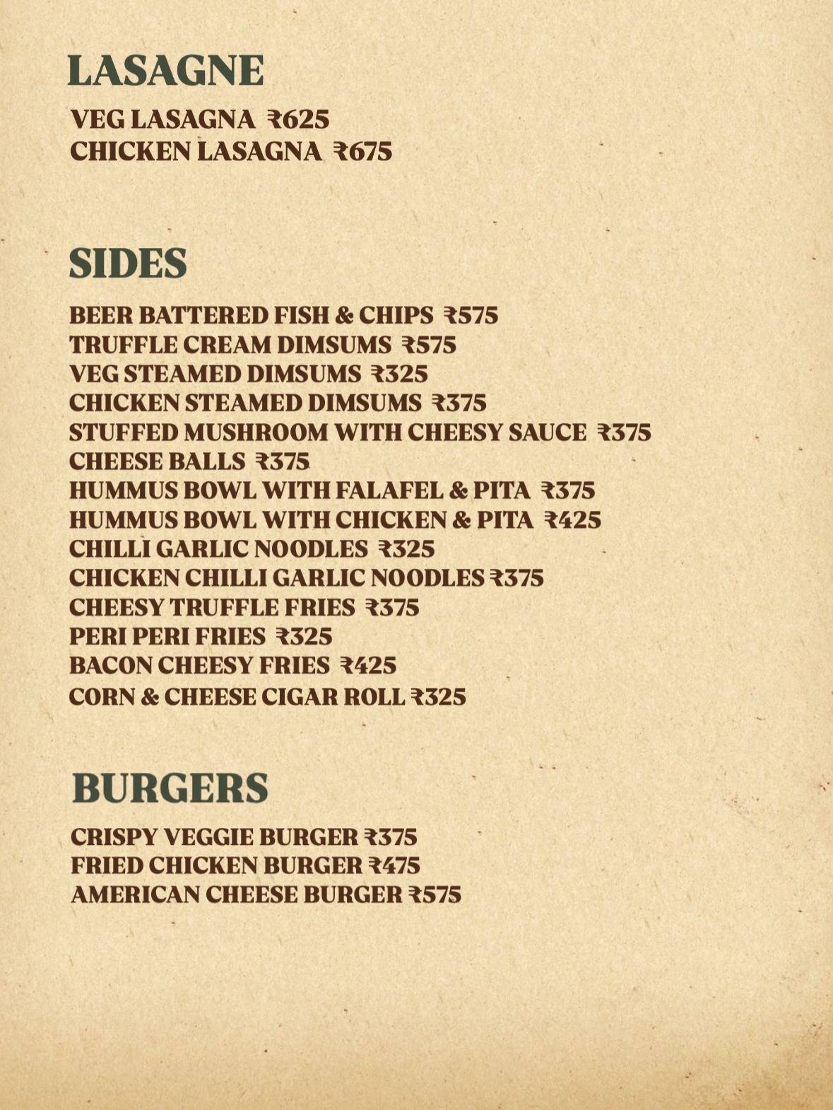 Rooftop Restaurant- Taj Jharokha menu