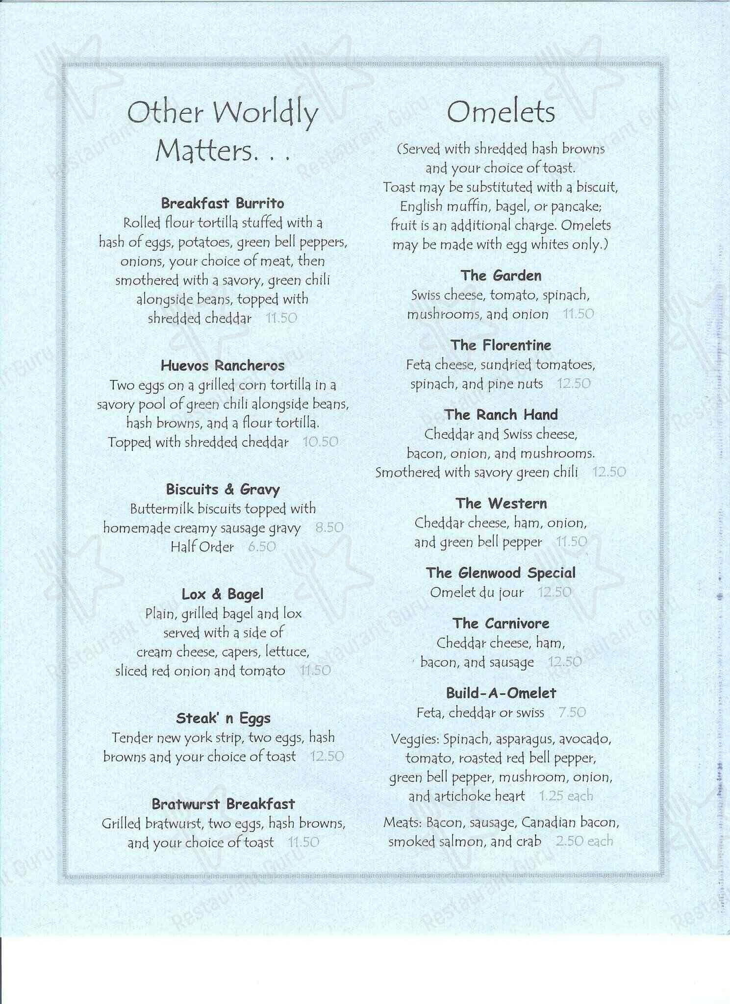 Menu at Rosi's Little Bavarian Restaurant, Glenwood Springs