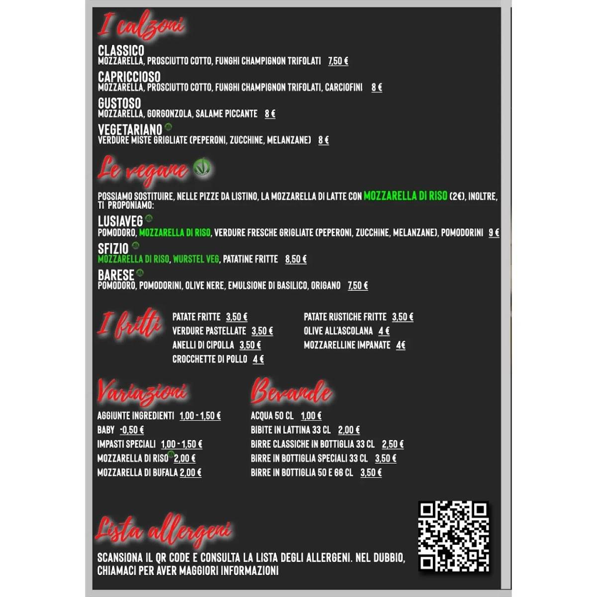 Menu di Rosso Basilico Rovigo - Pizzeria per asporto 