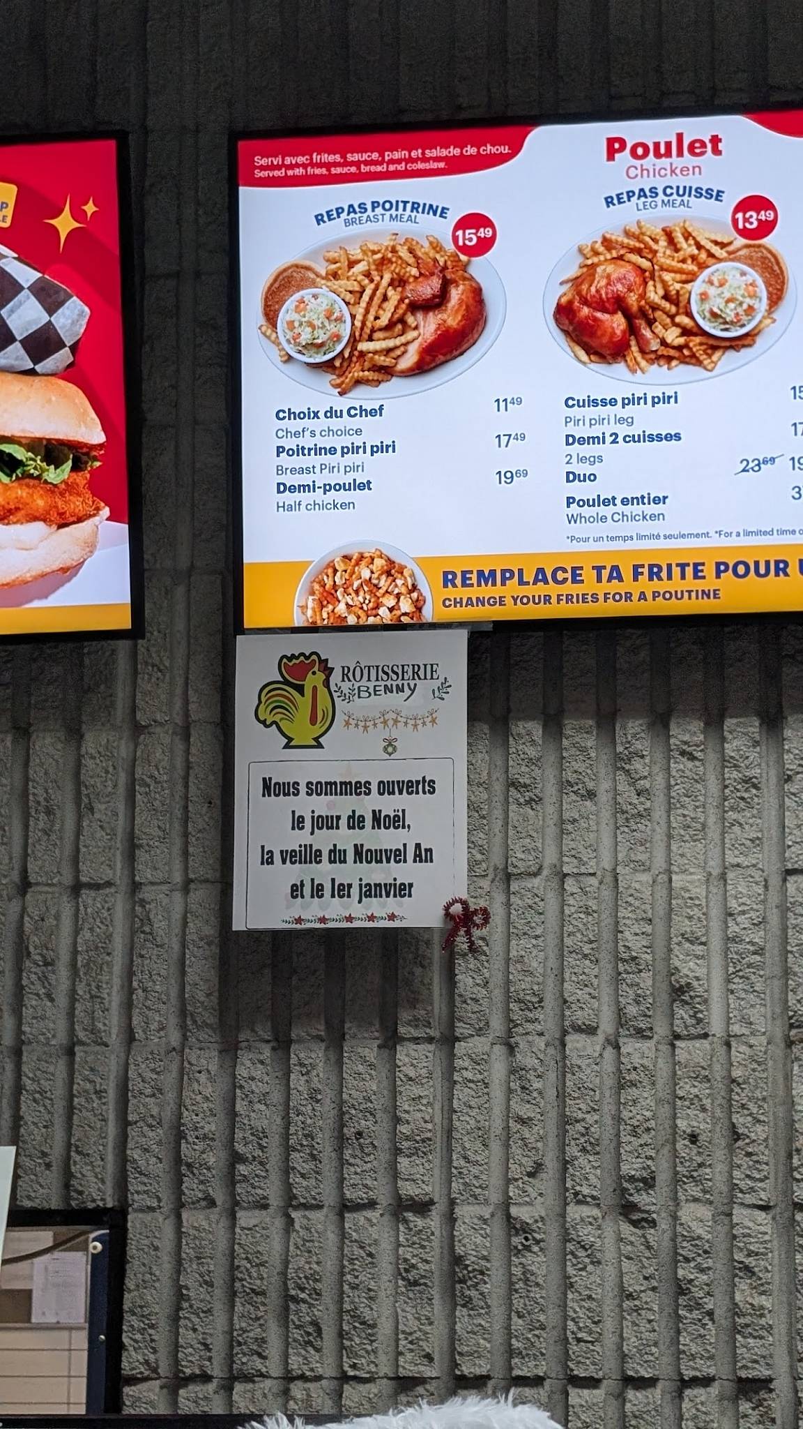Menu de Les Rôtisseries Benny