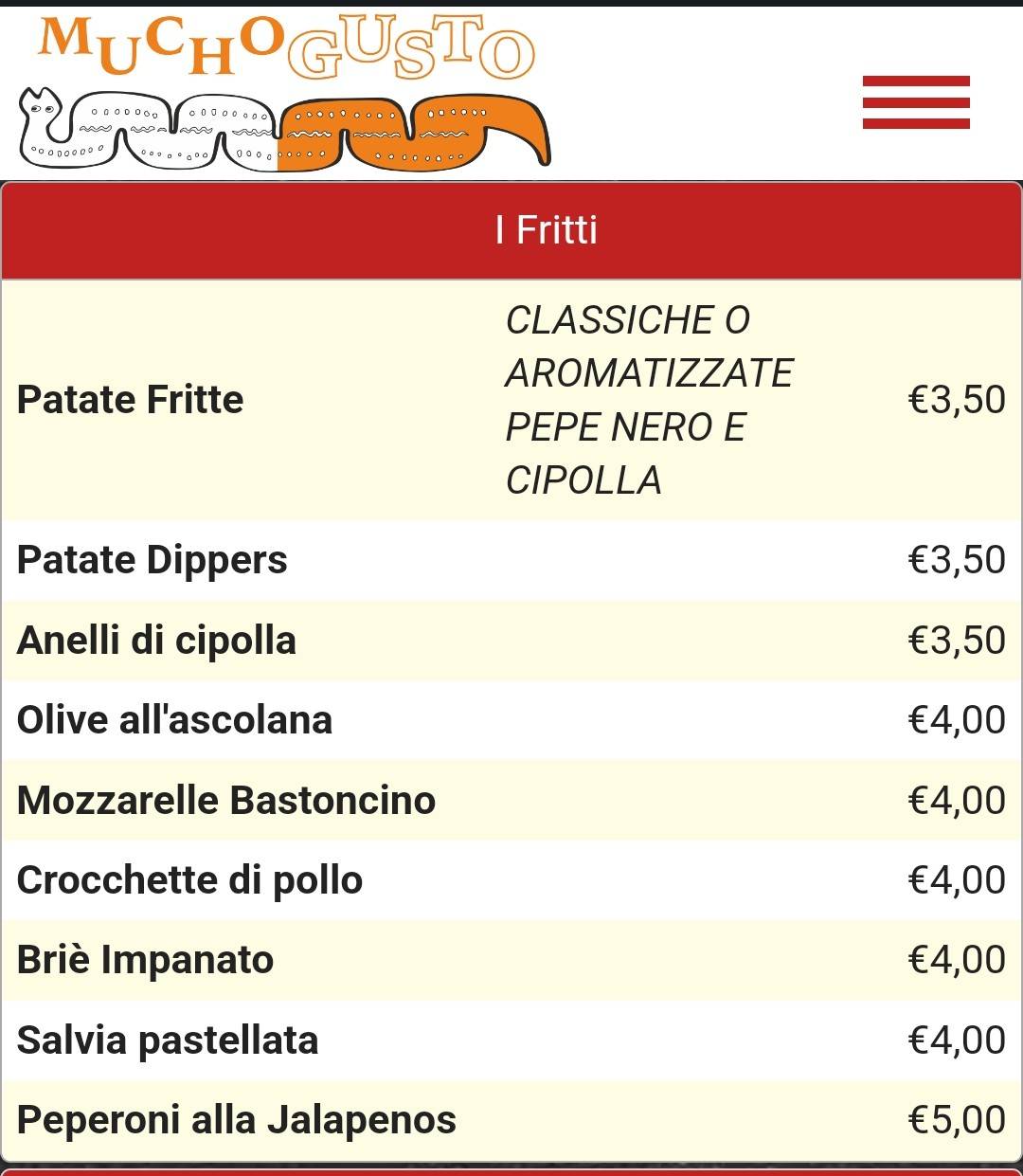 Menu di Pizzeria Mucho Gusto 