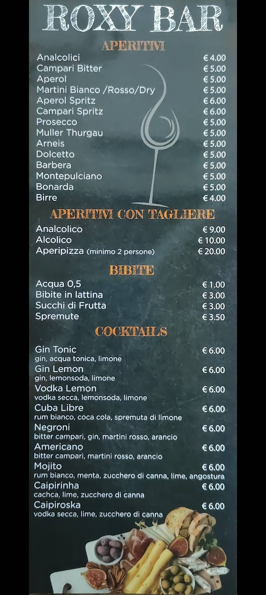 Menu de Roxy Bar Caffè Aperitivo Rivoli